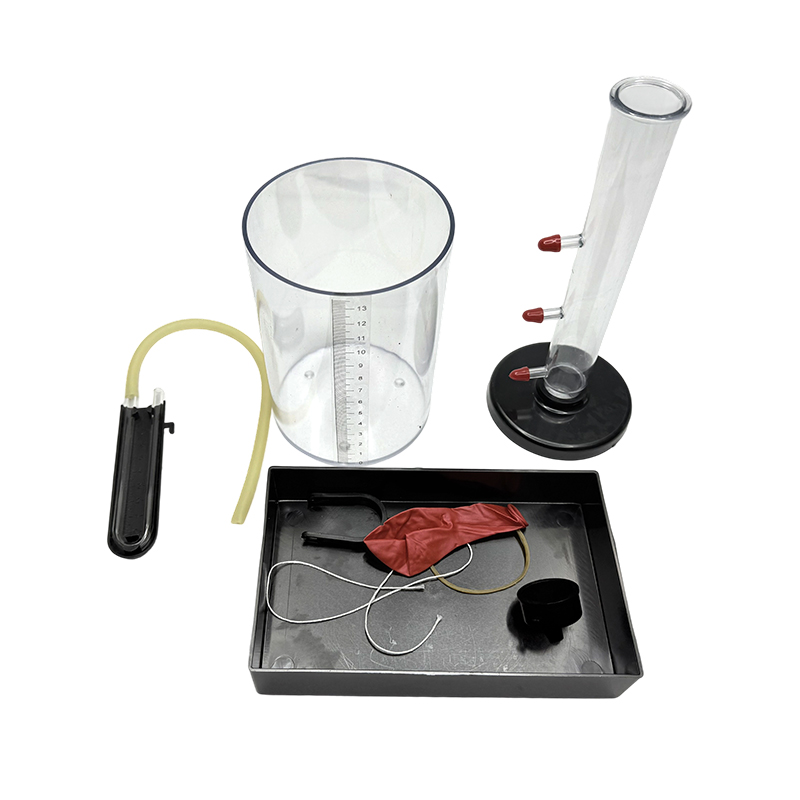 Aparato experimental para la relación entre la presión líquida y la profundidad 