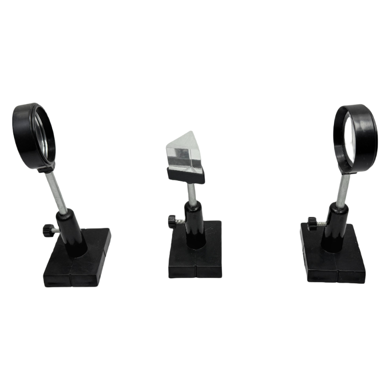 Lente / prisma y titular / ciencia / instrumentos de laboratorio